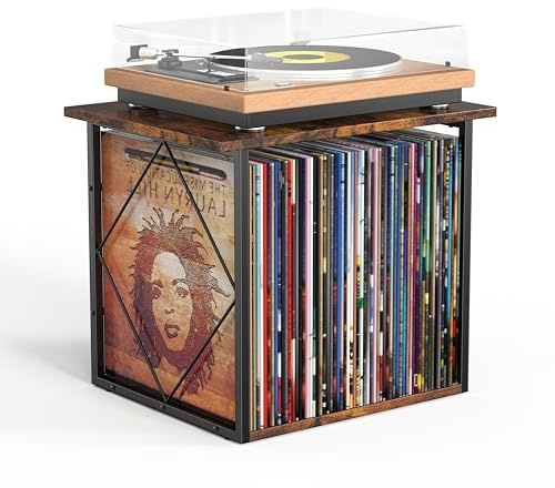 PAPAGIFTREE Record Storage Holder for 70-100 Lps, Vinyl Records Holder for Display Albums, Vinyl Record Shelf Crate Organizer, Display Frame for Albums, Magazine, Book, File, for 12 Turntables