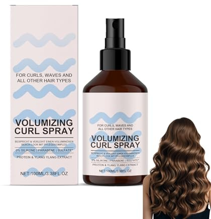 Spray pour Boucles – Méthode Curly – Fixateur de Boucles à Tenue Moyenne – Réduit les Frisottis – Sans Silicone ni Alcool – Les cheveux de la lampe améliorent les frisottis