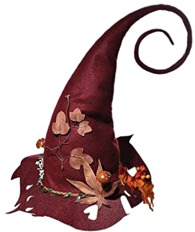 Wunderschöner Hexenhut mit Blumen-Zauberer, gedrehter Spitze, Halloween, Filz, Erwachsene, Festivals, Party, coole Kopfbedeckung, Filzhut, braune Hüte für Damen, Großpackung, Kinder, schwarzes