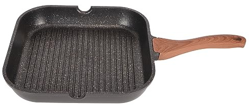 Haofy Poêle à Frire Carrée Compatible avec Induction en Aluminium de 3,1 Cm de Profondeur avec Répartition Uniforme de la Chaleur, de Cuisson Antiadhésive pour Steak à la Maison, Camping-car, (L)
