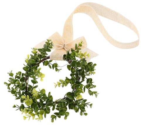 DIYEAH Mini-Weihnachtskranz Für Küchenschränke Mit Juteband Schleife Künstlicher Tannenkranz Für Türen Fenster Stühle Und Wände Rustikale Landhausstil Deko 22.83X9.84 Zoll