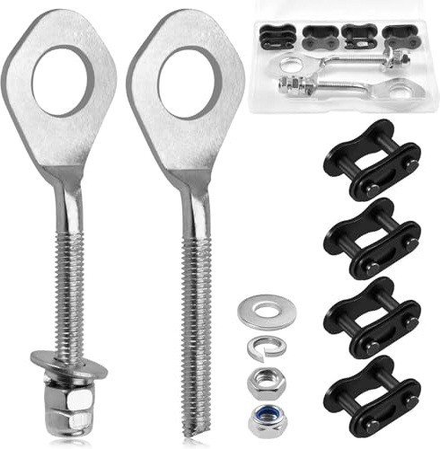 SPEEDWOX 2 stycken kedjespännare för Mini-Motos kompatibla med fyrhjulingsunderlägg 125 cm3, fyrhjulingar 110 cm3, fyrhjulingar 250 cm3, motorcyklar 50 cm3–125 cm3 med 4 stycken kedjelänkar