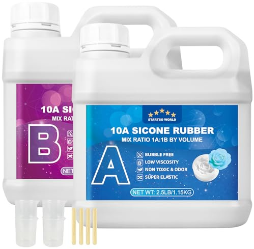 Silicone per Stampi 10A, Silicone Liquido per Moulage, 1:1 per volume, Non Tossico, Perfetto per la Realizzazione di Resine, Moulage, Cera, Intonaco （Translucido, 2.5KG）