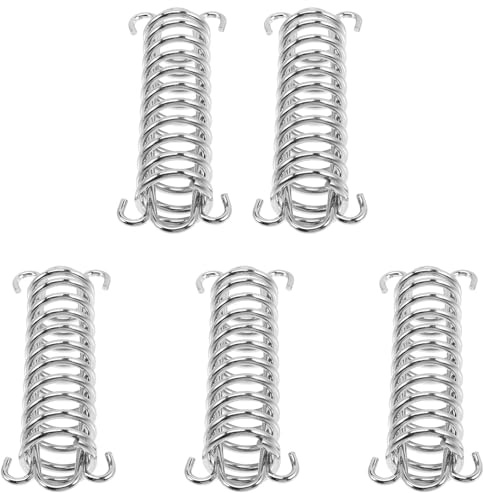 GARVALON Hebillas de Resorte para Cuerda de Tienda de Campaña, Acero Inoxidable Resistente, 5 Unidades, Accesorios de Fijación para Camping y Toldos, Tensor Profesional para Cuerda