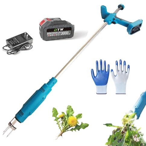 Extracteur De Mauvaises Herbes électrique, Désherbant sans Fil avec 2 Piles De 3000 Mah, Outil D'extraction De Racines à Triple Griffe en Acier, Outil De Désherbage Manuel De Jardi One Body 1 Battery