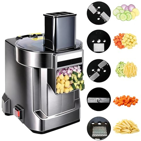 Würfelschneider Elektrisch 100W Multifunktional Gemüseschneider Professionell Obstschneider mit 4 Klingen Aus Edelstahl für Kartoffel Karotte Zwiebel Gurke