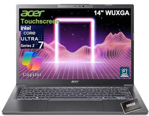 Acer Computer portatile touchscreen 2026, Intel Core Ultra 7 fino a 4,8 GHz, 32 GB di RAM, SSD da 1 TB, HDD esterno da 500 GB, WUXGA da 14 pollici, KB retroilluminato, lunga durata della batteria