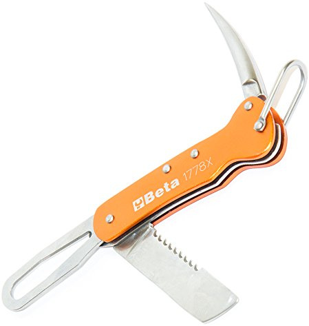 BETA - Coltello Nautico Serramanico in Acciaio Inox per Nautica e Manutenzione Marina, Impugnatura in Alluminio, Lama Resistente alla Corrosione, Coltello Pieghevole Professionale, 1778X