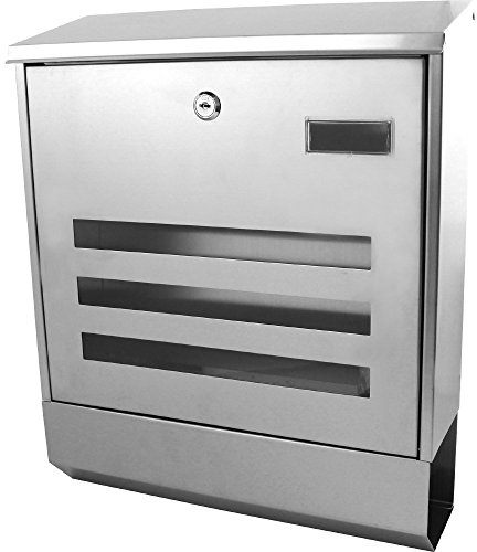 Bituxx Edelstahl Wandbriefkasten Briefkasten Postkasten Mailbox Letterbox mit Zeitungsrolle Eckig mit Fenster
