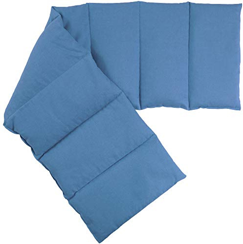 Leinsamenkissen 75x20cm groß 8-Kammer, hellblau - Wärmekissen, Körnerkissen