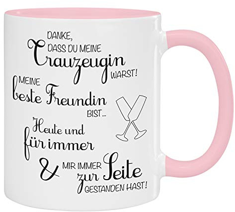 Geschenke 24 Tasse - Trauzeugin (rosa - unpersonalisiert): kreatives Geschenk für Trauzeugen mit Spruch - personalisiert mit Namen - Kaffeetasse bedrucken, Geschenk für die beste Freundin