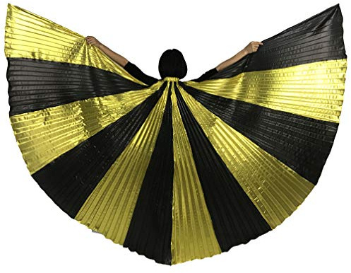 Baisdan Isis Flügel für Ägypten Bauchtanz Karneval Kostüm Festival Cosplay Isis Flügel mit Stäbchen schwarz & gold