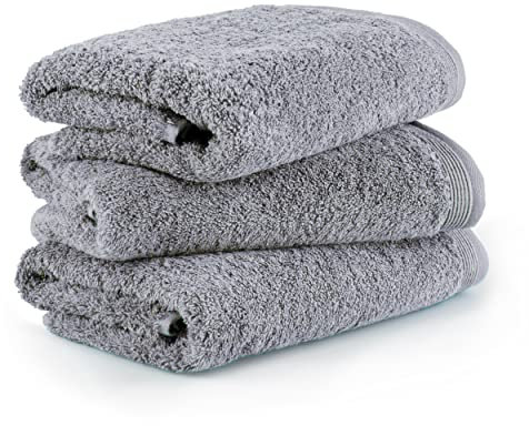 MÖVE Superwuschel Handtuch-Set, 3 Handtücher 50 x 100 cm, Made in Germany, 100% Baumwolle, stone