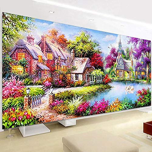 Nicole Knupfer 5D Diamant Painting Kit Full Bohrer Landschaft Diamond Painting Strass Malerei Handgemachtes Wohnzimmer Schlafzimmer Wanddekoration (100x40cm)