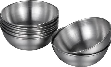 Cabilock 4Pcs Stainless Steel Dipping Bowls, Small Condiment Sauce Plate Round Shape Seasoning Dish, Saucer Appetizer Dishes Food Dipping Bowls for Home Restaurant