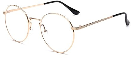 Kelens Runde Brille Ohne Stärke Herren, Fake Brille Metal Gestell Nerd Brille Gold