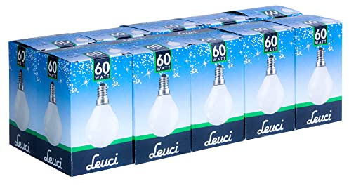 Leuci 10 x Glühbirne Tropfen E14 Opal Weiss MATT Glühlampe Kugellampe warmweiß dimmbar (60)
