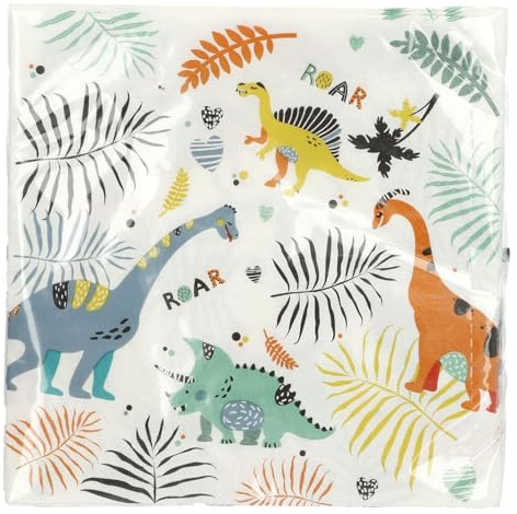 Folat 68350 Servetter Dino Roars 33x33cm - 20 stycken