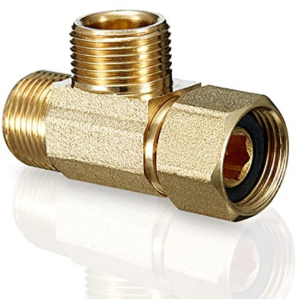 Add-A-Tee, Lead-Free Angle Stop Valve 3/8 Compression Inlet x 3/8 Outlet, Brass Extender Tee Connector with Built-in Sealing Gasket for Faucet, Glass Rinser, Dishwasher, Toilet Tank