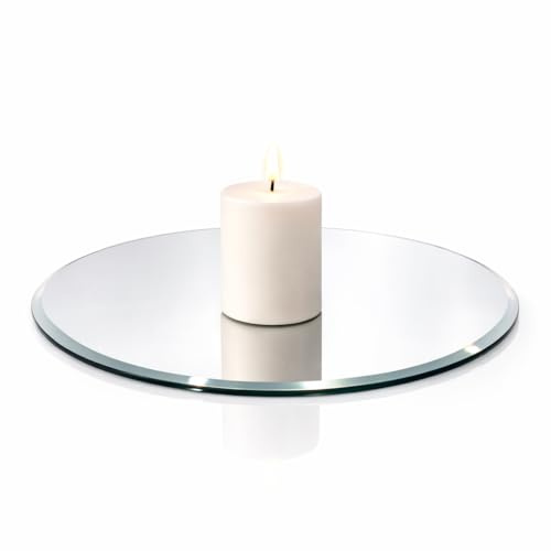 Floralcraft® 25cm Round Glass Mirror Plate – Wedding Centrepiece Candle Plate, Table Décor Mirror Display for Events, Florists & Home Styling