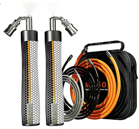 MOGOLD Gewichtetes Springseil Erwachsene, Fitness Jumprope mit Leder Griff, Fettverbrennung Zuhause workout, Gewichts Einstellbar, Mit Austauschbare 3 Seile 1/5LB 1/4LB 1/2LB