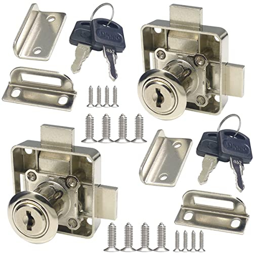 Double Door Cabinet Lock with Double Deadbolt - Keyed Alike, Left Side Mount - Drilling Diameter 3/4 (2 Pack)