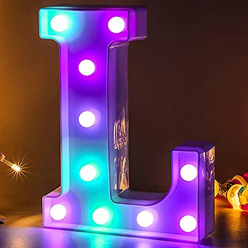 Bunte LED Festzelt Buchstabe leuchtet Zeichen Alphabet Lampe 2xAA Batterie Nachtlicht Dekoration für Hochzeit Geburtstag Weihnachtsfeier Bar Dekor