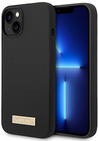 Guess GUHMP14SSBPLK hülle für iPhone 14 6,1 schwarz/Black Hard case Silicone Logo Plate