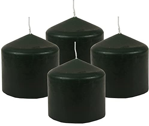 Bestgoodies Stumpenkerzen Wachskerzen Ø8cm x 8cm (4er Pack) Dunkelgrün - Lange Brenndauer, Hergestellt in EU, Kerzen Blockkerzen - Wachs Stumpen
