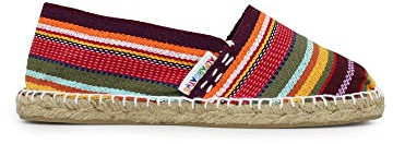 ALPARGATUS Espadrilles à rayures multicolores fabriquées à la main en Espagne, rouge, 44 EU
