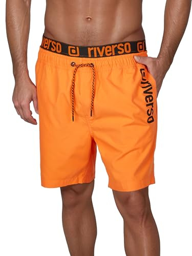 riverso RIVBobby Bañador para hombre, pantalón corto para verano para deporte y playa, con cordón, 100 % poliéster, negro, verde, naranja, rojo, S, M, L, XL, XXL, 3XL, 4XL, 5XL, L