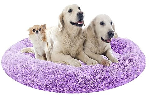 XIEMINLE Hundekissen Hundesofa, Flauschig Plüsch Hundebett Donut Kuscheliges Hundekorb für Große Mittelgroße Hunde, Orthopädisches Hundebett, Welpen Kissen Katzenbett Donut Kuscheliges(Ø140cm)