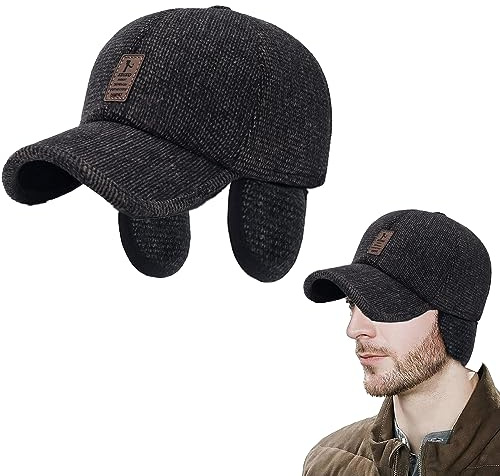 iNelihoo Berretto invernale da baseball da uomo con padiglione auricolare, pieghevole, berretto invernale, caldo, spesso, protezione dal freddo, antivento, per moto, sci, snowboard, caffè, Taglia