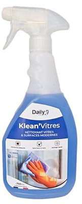 DAILY K - Nettoyant Vitres et Surfaces - Produit Lave-Vitres, Miroirs et Surfaces Modernes - Fabriqué en France - Spray 750 ml - Carton de 6 sprays