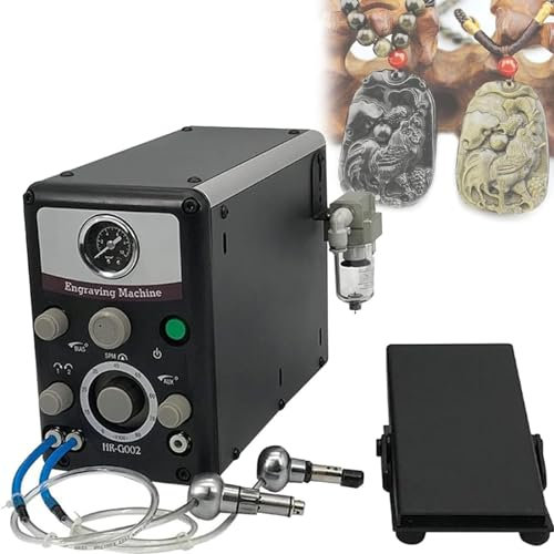 MASKIS Macchina per Incidere Pneumatica di Gioielli, Bulino A Impatto A Doppia Testa, velocità Regolabile 400-800 Giri/min, Bulino A Impatto A Doppia Testa, per Metallo Oro Argento, Incisore Ad Aria