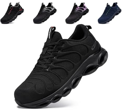 LARNMERN Steel Toe Shoes for Men Safety Shoes Work Sneakers Comfortable Safety Toe Sneakers Work Lightweight Colorful Zapatos de Seguridad (12,Black)