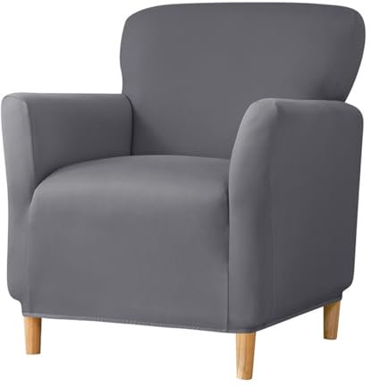 Highdi Stretch Sesselbezug Sesselhusse Elastische Wasserdicht Einfarbig Sofaüberzug Clubsessel Sessel Bezug, Weicher Sesselschoner Sitzbezug Für Sessel Mit Armlehne Hussen Für Sessel (Dunkelgrau)