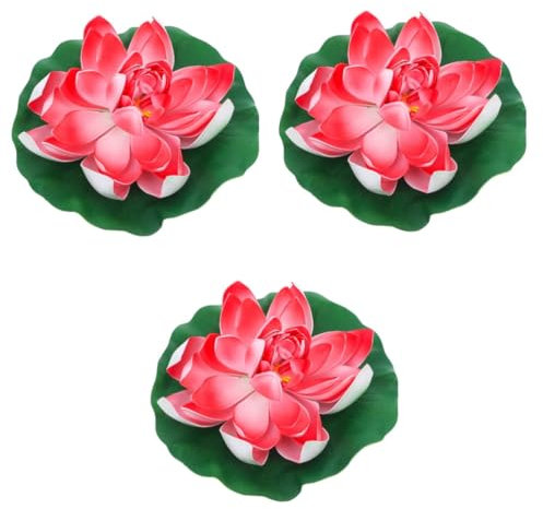 Alipis Dekoration 3 STK Künstliche Lotuspflanzen Für Teich Schwimmende Teichpflanze Aquarium- Botanisches Lila Blumenstirnband Aquarium Rot Seerose Lotusteich Ornamente