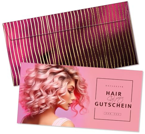 GESCHENKGUTSCHEINcom by POS-HAUER. Gutschein-Set. 25x Gutschein + Kuvert. Für Friseure Unternehmen, zum selbst Ausfüllen.