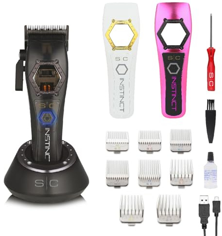 Professionell hårklippare för män Stylecraft Instinct Clipper Metal av Gamma Più, vektormotor med dynamisk momentkontroll, 180 min autonomi, helt metallbaksida