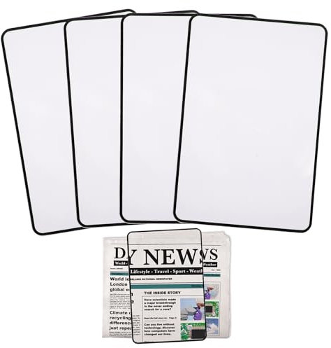 Dimeho 4 Stück 3X Vollseiten Lese Lupe Vergröserung Leselupen Leichte Rechteckige Lupe Hohe Klarheit Lupe Kunststff Handlupe für Ganze Seiten Lens Lupe Lesehilfe für Senioren Lesen Bücher Landkarten