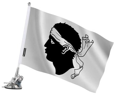 Mât à Ventouse Drapeau Corse en Polyester 27x35 cm