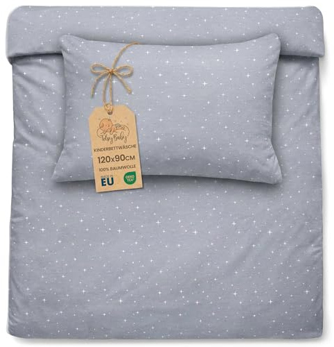 Påslakan för spjälsäng 90x120 cm - Bomull Täckeöverdrag för barnsäng Set Täcketpåse 90 x 120 cm och örngott 60 x 40 cm Oeko-Tex