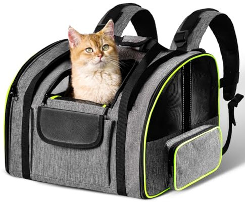 Pawtasy Katzenrucksack mit Fenster Transporttasche Katze Faltbare Katzentransporttasche groß Katzen Transport Tasche Wasserbeständig Rucksack Katze bis 8kg
