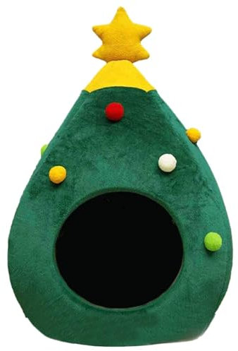 Vibhgtf Katzenhütte – Weihnachtsbaum-Katzenhaus, Weihnachtsbaum-Haustier-Katzenbetthaus, Indoor-Hundehütte, tragbares Haustierzelt, Katzenhöhle, Nest für Kätzchen