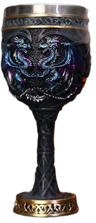 Fenteer Kelch im mittelalterlichen Vintage-Stil, Weinbecher aus Edelstahl, handgefertigt, Jubiläumsgeschenke, Schreibtischdekoration, Trinkglas mit, BLAU