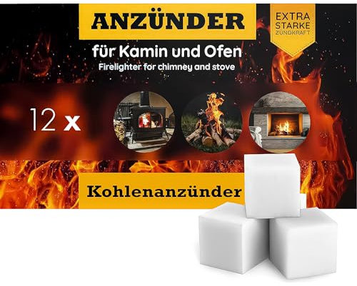 Blumixx Anzündwürfel – 12 Pakete = 576 Würfe, Grillanzünder, Kaminanzünder und Kohleanzünder – Perfektes Grill Zubehör für Kamin und Grill, Anzünder Würfel