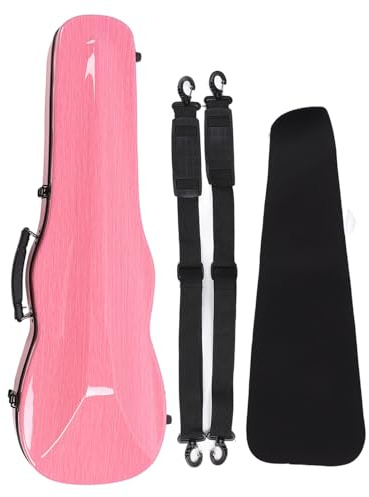 Fockety 4/4-Geigenkoffer mit Hygrometer, Tragegurten, Karbonfaser-Hartschale, Längliche Form, Geigenschutzbox, Schwarz, Volle Größe, Länglicher Geigenkoffer, Dreieckiger Rucksack-Violine