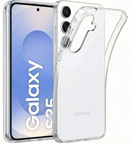 Oprimio Kristallklar Hülle für Samsung S25 [Silikon Hülle] [%100 Durchsichtig] [Deutsche Material] [Ultra Dünn] Klar Handyhülle für Samsung Galaxy S25