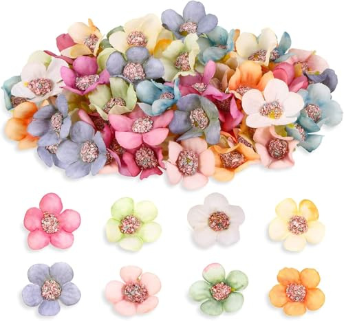 UCLEVER Künstliche Blumen, 150 Stück, Dekoration, 2,5 cm, künstliche Blumenköpfe, Dekoration, Stoffblume für DIY, Basteln, Scrapbooking, Hochzeit, Party, Zuhause, Artisana
